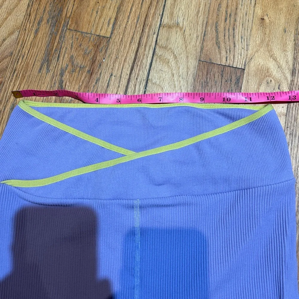 Free People Purple and Yellow Bike Shorts with Crossover Waistband M/L - Picture 5 of 8